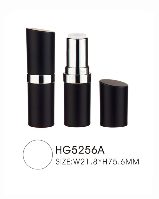 Empty Plastic Lipstick Tube Case Slant Top Lip Balm Case With Silver Ring